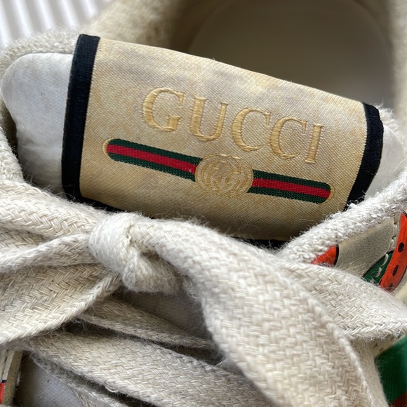 Gucci Screener Leather Sneaker limited strawberry print IT 41 US 11 - Picture 6 of 8